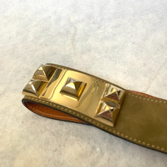 Badge Vintage Leather Studded Suede Leather made in Italy Belt M main image 6
